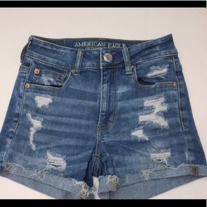 AE mid-wash super stretch hi-rise shortie